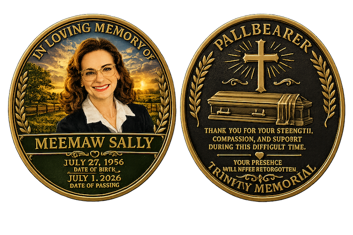 Example pallbearer memorial coin