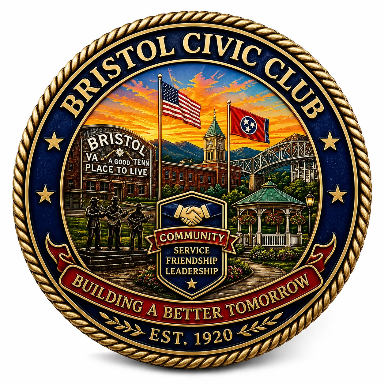 Custom Bristol Civic Club challenge coin